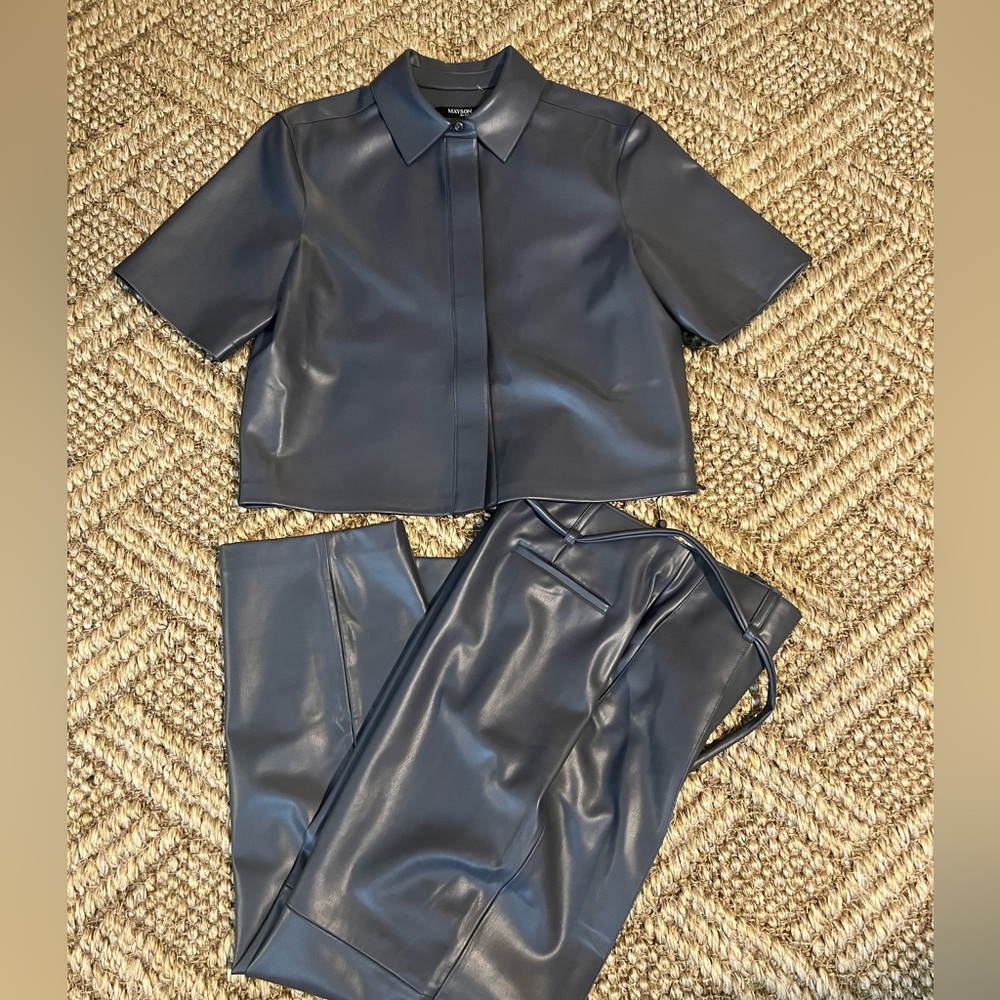 Mayson the label nwot Navy Faux Leather Pants & Top Set